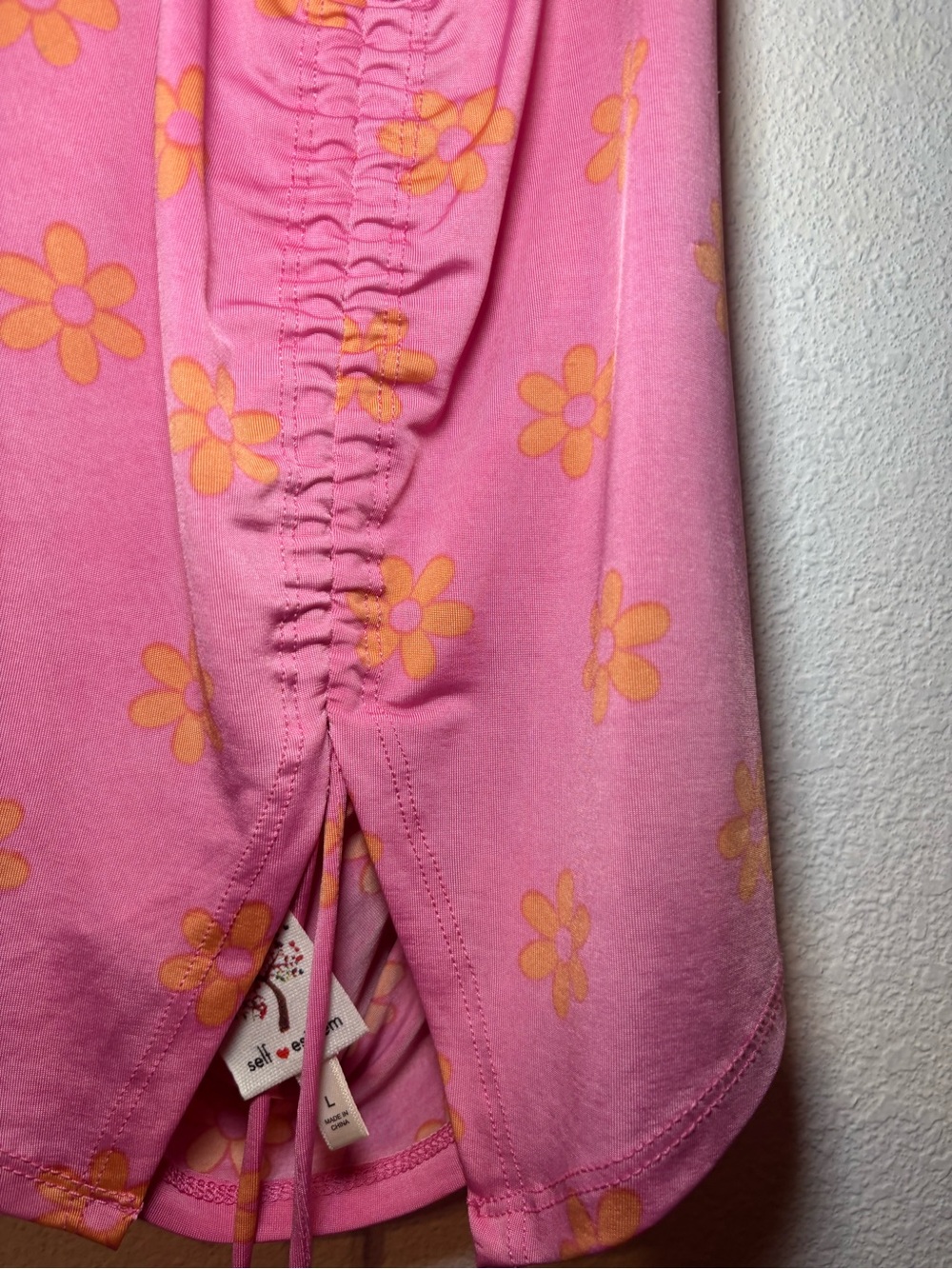 Pink Floral Ruched Back Tank Top - Picture 2 of 3